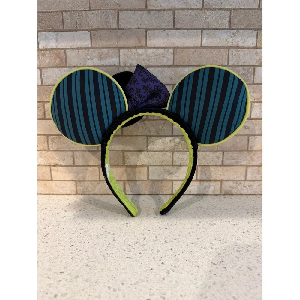 Disney Parks Haunted Mansion Minnie Mouse Ears Headband HM Top Hat Purple Bow‎